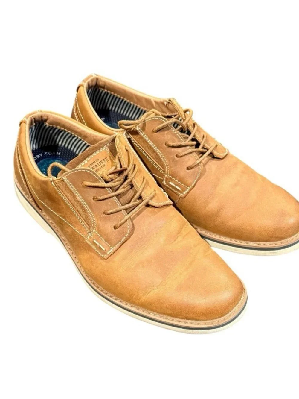 Nunn Bush Sz 9 Barklay Cognac Brown Plain Toe Oxford Casual Leather Shoes